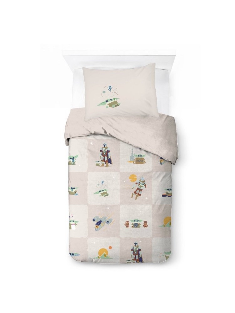 Disney Star Wars Kids Duvet Cover in Beige and Green Accents